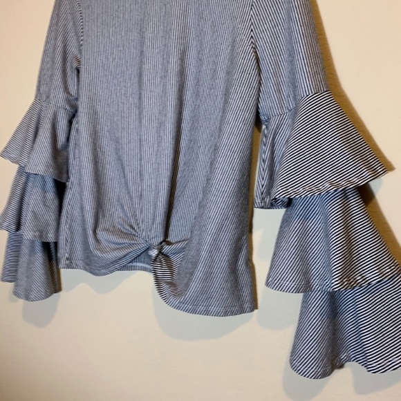 Belle + Sky Twist Front Tiered Ruffle Bell Sleeve - Picture 6 of 8